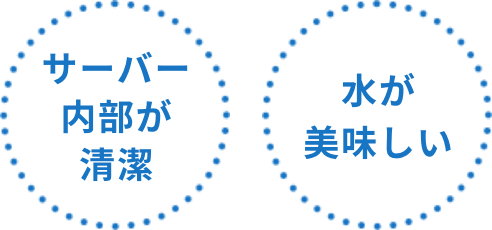 サーバー内部が清潔 水が美味しい